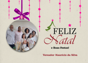 Vermelho e Dourado Festivo Natal Família Cartão